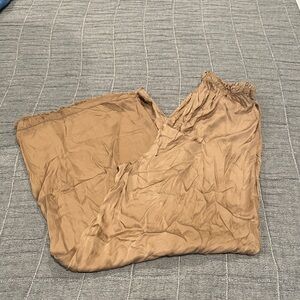 Beige Elastic Waist Pants